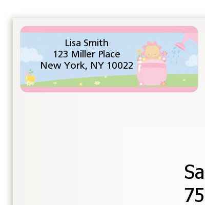 Blooming Baby Girl Caucasian - Baby Shower Return Address Labels