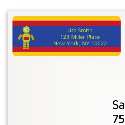 Robot Party - Birthday Party Return Address Labels