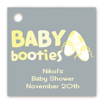 Booties Yellow - Personalized Baby Shower Card Stock Favor Tags