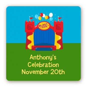 Bounce House - Square Personalized Birthday Party Sticker Labels
