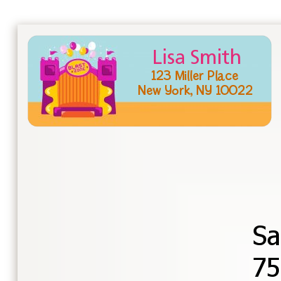 Bounce House Purple and Orange - Birthday Party Return Address Labels