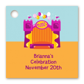 Bounce House Purple and Orange - Personalized Birthday Party Card Stock Favor Tags