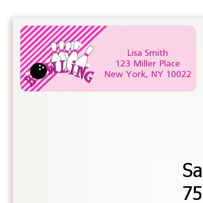 Bowling Girl - Birthday Party Return Address Labels