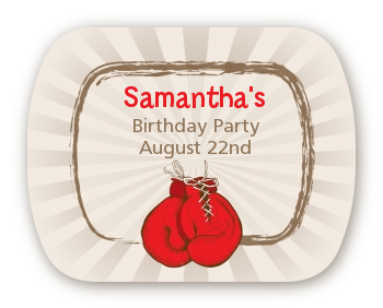 Boxing Gloves - Personalized Birthday Party Rounded Corner Stickers