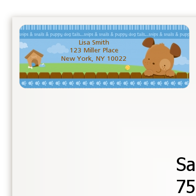 Puppy Dog Tails Boy - Baby Shower Return Address Labels