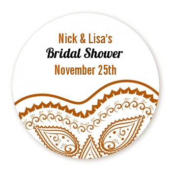  Brown Paisley - Round Personalized  Sticker Labels 
