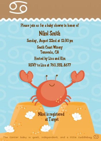 Crab | Cancer Horoscope - Baby Shower Invitations