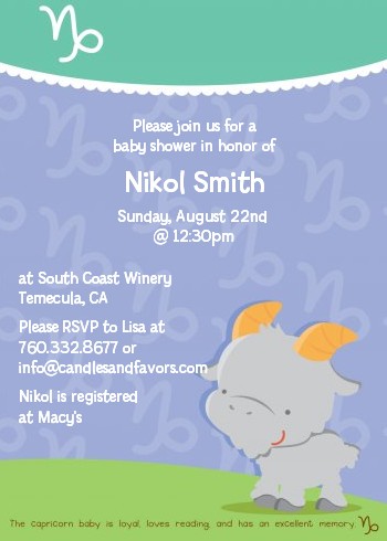 Goat | Capricorn Horoscope - Baby Shower Invitations