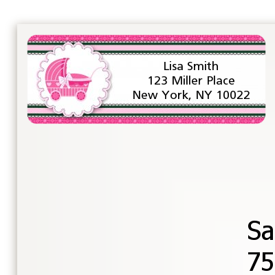  Carriage - Baby Shower Return Address Labels Pink