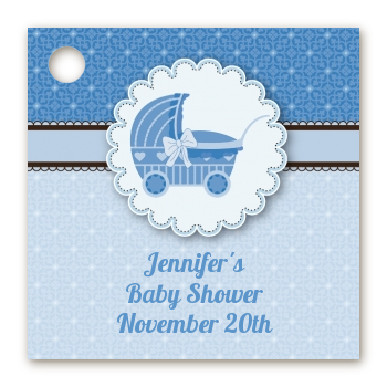 Carriage Blue - Personalized Baby Shower Card Stock Favor Tags