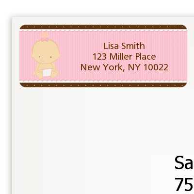 Baby Girl Caucasian - Baby Shower Return Address Labels