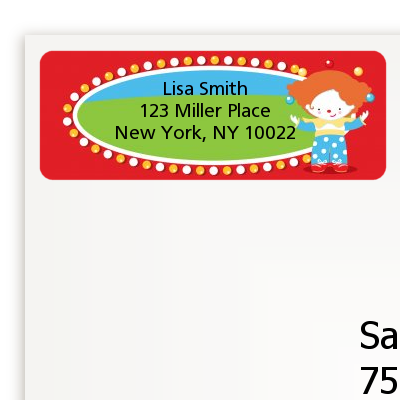 Circus Clown - Birthday Party Return Address Labels