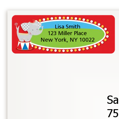 Circus Elephant - Birthday Party Return Address Labels