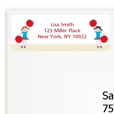 Cheerleader - Birthday Party Return Address Labels