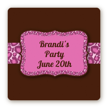 Cheetah Print Pink - Square Personalized Birthday Party Sticker Labels