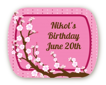 Cherry Blossom - Personalized Birthday Party Rounded Corner Stickers