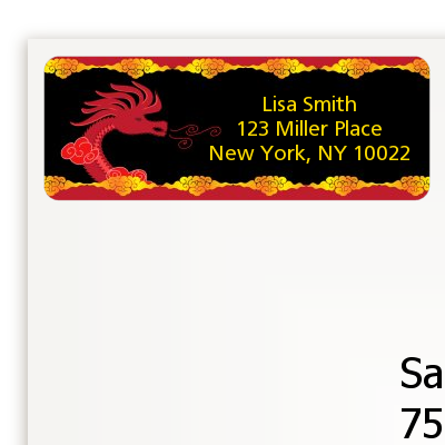 Chinese New Year Dragon - Baby Shower Return Address Labels