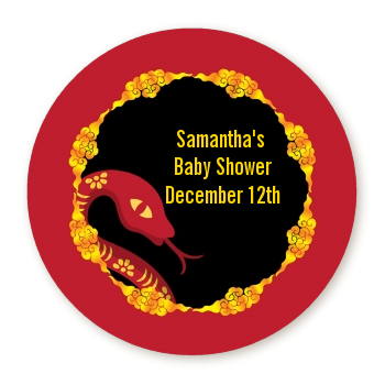  Chinese New Year Snake - Round Personalized Baby Shower Sticker Labels 