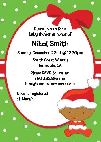 Christmas Baby African American - Baby Shower Invitations