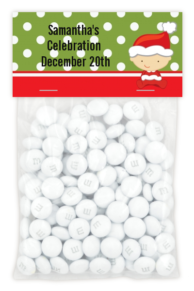 Christmas Baby Caucasian - Custom Baby Shower Treat Bag Topper