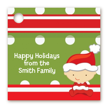Christmas Baby Caucasian - Personalized Baby Shower Card Stock Favor Tags