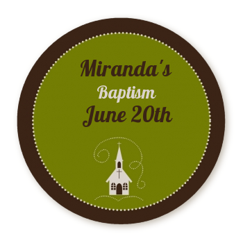  Church - Round Personalized Baptism / Christening Sticker Labels 