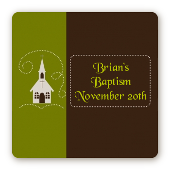 Church - Square Personalized Baptism / Christening Sticker Labels