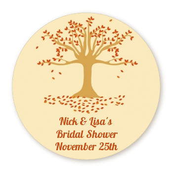  Autumn Tree - Round Personalized Bridal Shower Sticker Labels 
