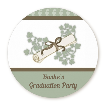  Graduation Diploma - Round Personalized Graduation Party Sticker Labels 