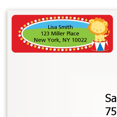 Circus Lion - Birthday Party Return Address Labels