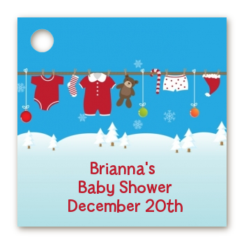 Clothesline Christmas - Personalized Baby Shower Card Stock Favor Tags