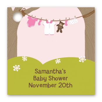 Clothesline It's A Girl - Personalized Baby Shower Card Stock Favor Tags