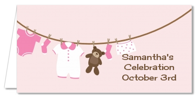 Clothesline It's A Girl - Personalized Baby Shower Place Cards