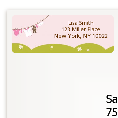 Clothesline It's A Girl - Baby Shower Return Address Labels