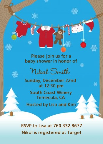 Clothesline Christmas - Baby Shower Invitations