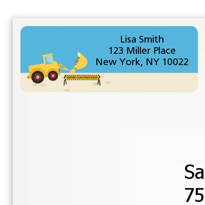 Construction Truck - Baby Shower Return Address Labels