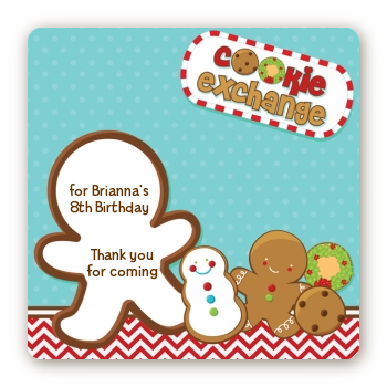 Cookie Exchange - Square Personalized Christmas Sticker Labels