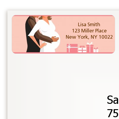 Couple Expecting Girl - Baby Shower Return Address Labels