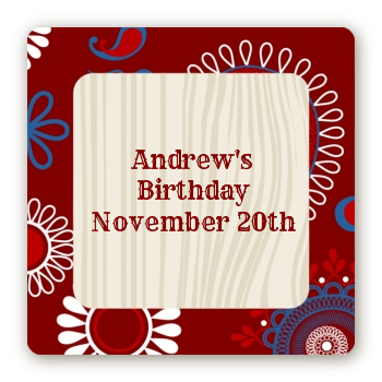 Cowboy Rider - Square Personalized Birthday Party Sticker Labels