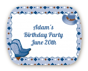Cowboy Western - Personalized Birthday Party Rounded Corner Stickers