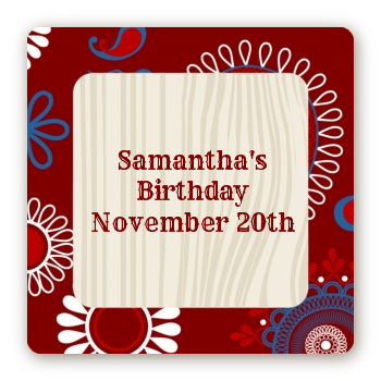 Cowgirl Rider - Square Personalized Birthday Party Sticker Labels
