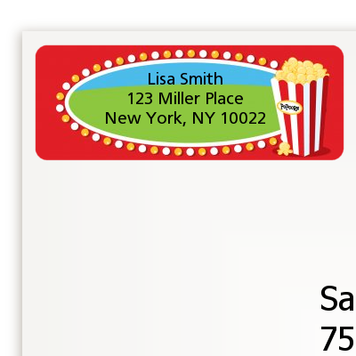 Circus Popcorn - Birthday Party Return Address Labels