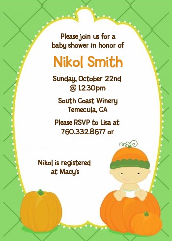 Pumpkin Baby Asian - Baby Shower Invitations
