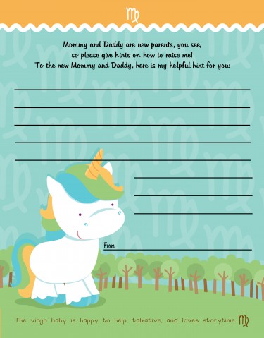 Unicorn | Virgo Horoscope - Baby Shower Notes of Advice