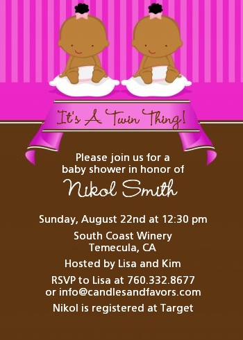 Twin Baby Girls African American - Baby Shower Invitations