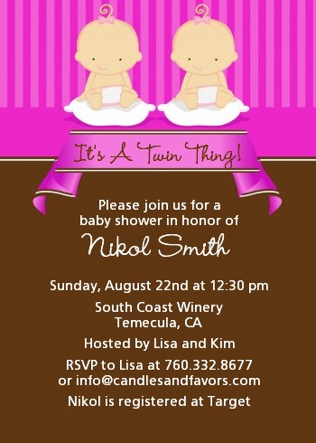 Twin Baby Girls Caucasian - Baby Shower Invitations