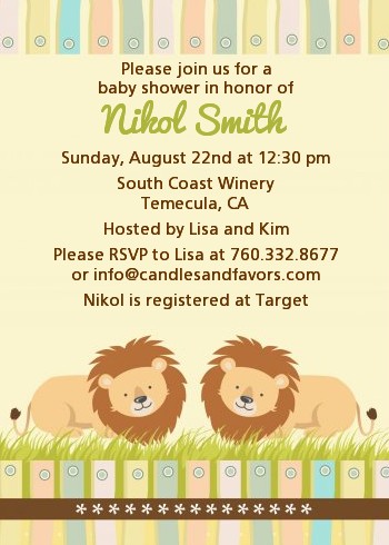 Twin Lions - Baby Shower Invitations