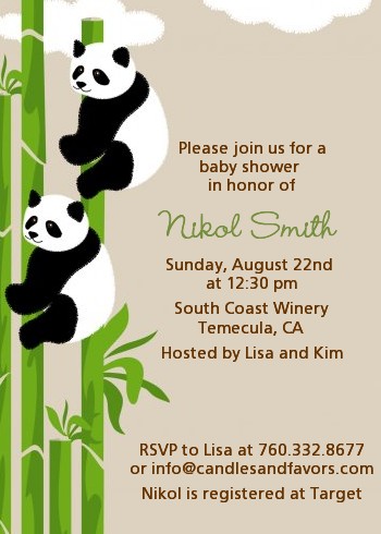 Twin Pandas - Baby Shower Invitations