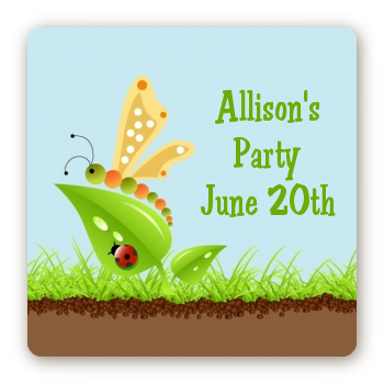 Critters Bugs & Insects - Square Personalized Birthday Party Sticker Labels