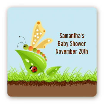 Critters Bugs & Insects - Square Personalized Baby Shower Sticker Labels